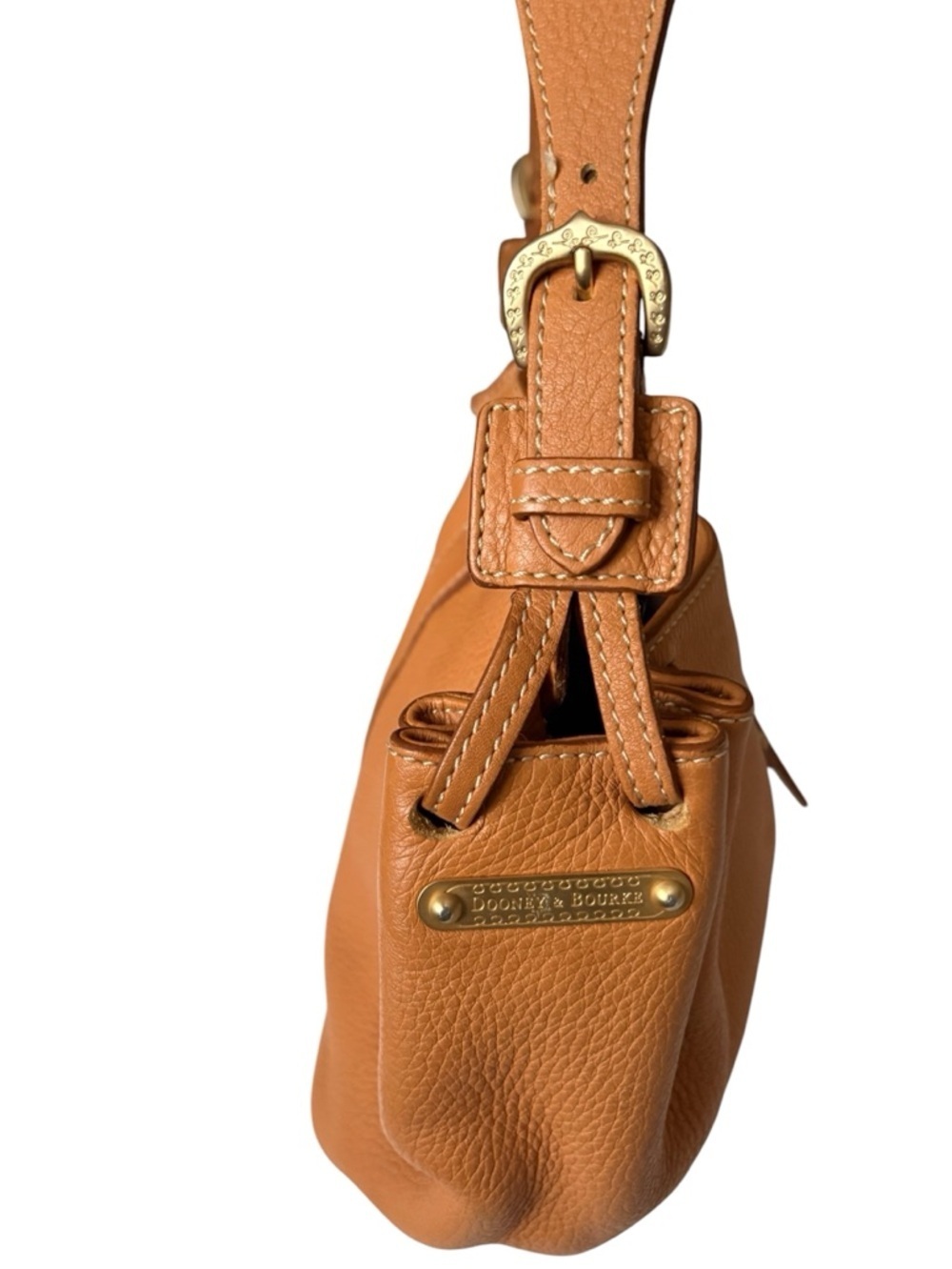 Vintage Dooney & Bourke tan/camel pebble leather shoulder bag golden hardware - Picture 7 of 9